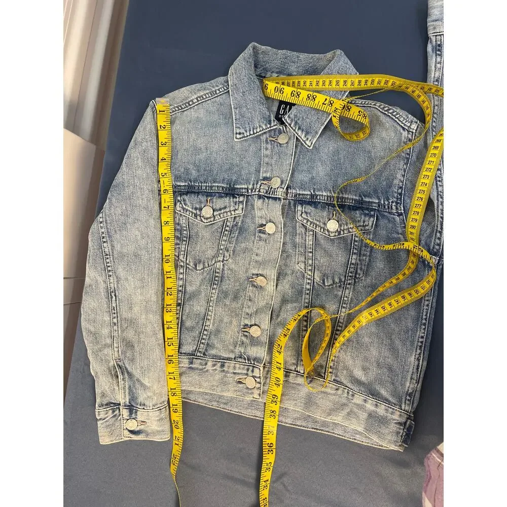 Gap Denim Womens Light Wash Cropped Relaxed Trucker Jacket Light Anita S‎